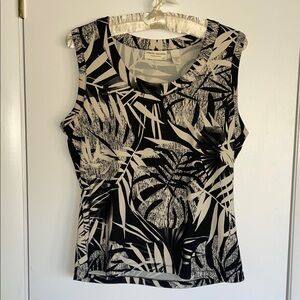 Valerie Stevens Black and Cream Tropical Tank Top